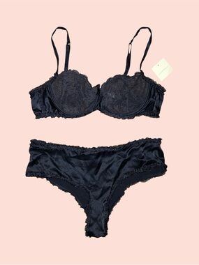 Black Silk Bra & Panty Set
